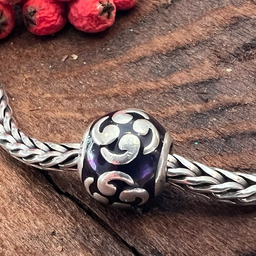 Authentic Pandora Purple Zen Charm Enamel Bead Silver 925